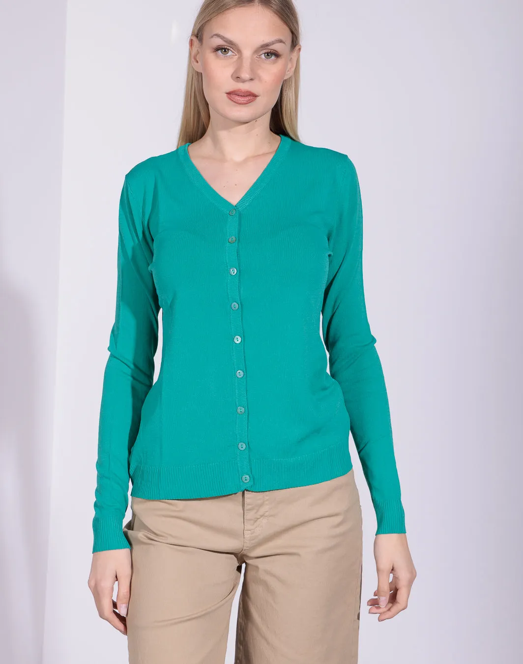 Aida Summer Edition - Cardigan in filato con scollo a V