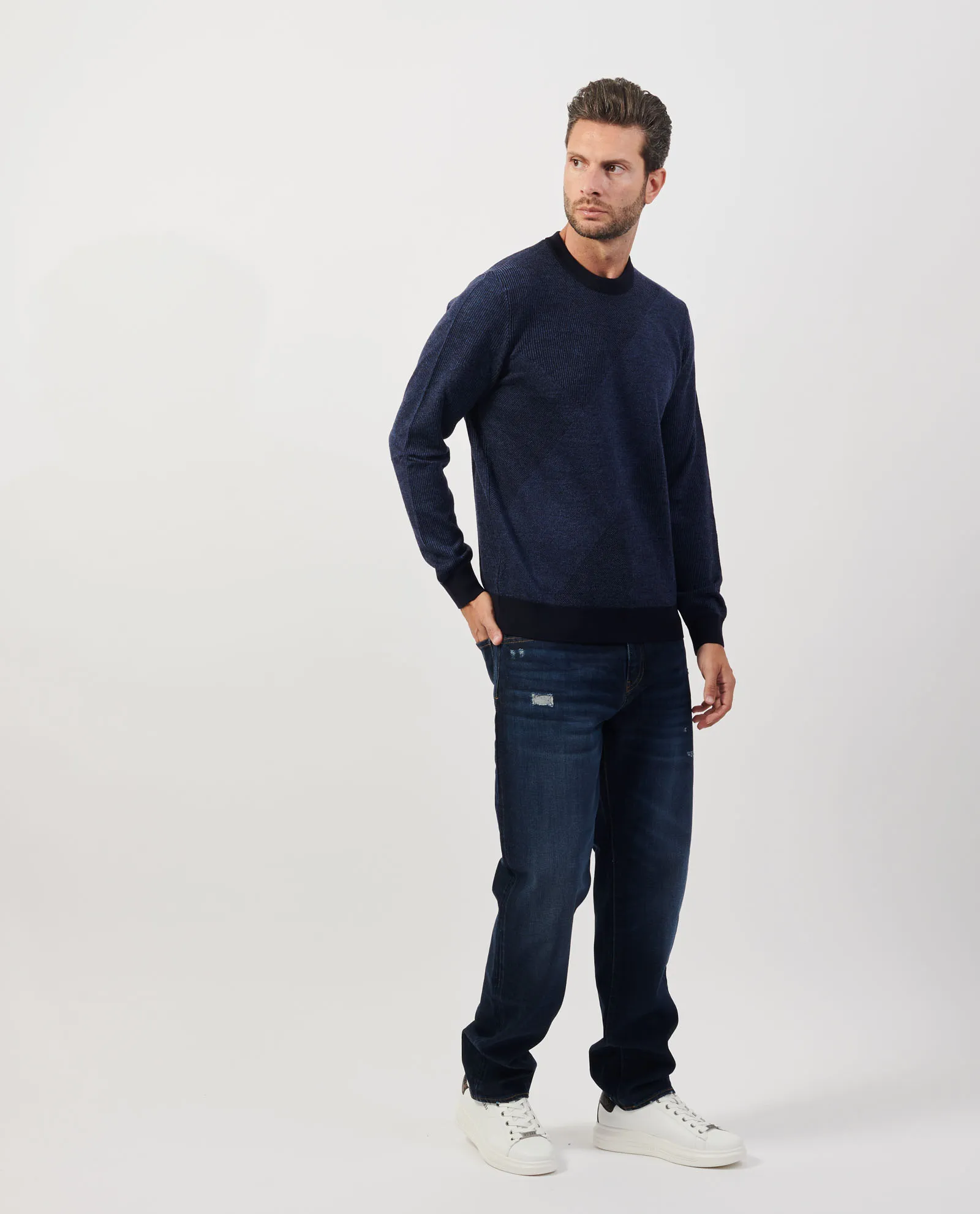 BOSS      Maglione Boss in lana vergine con motivo jacquard