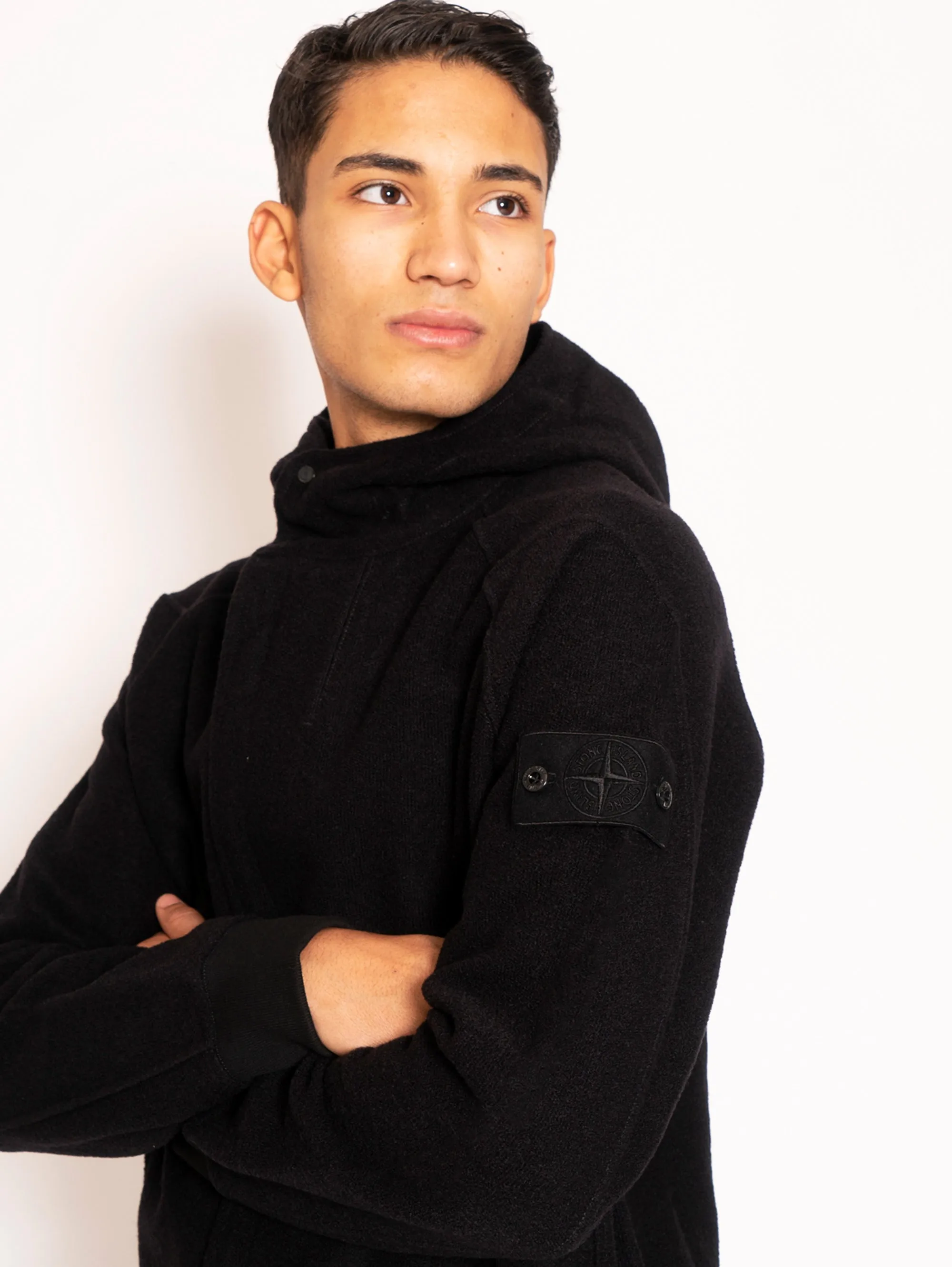Cardigan in Felpa con Effettua Spugna - Nero