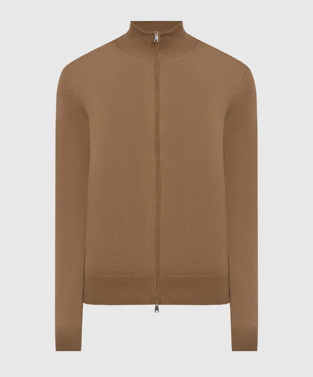 Cashmere&Whiskey Cardigan marrone con seta e cashmere FS08