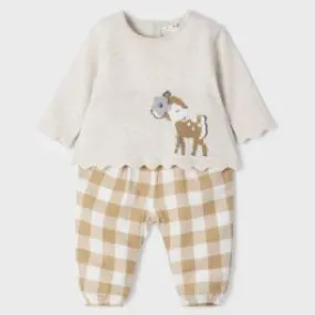 completo maglione e pantalone a quadri 2595 neonata mayoral 
