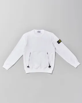 Felpa bianca girocollo in cotone stretch con zip nere in contrasto 8 anni