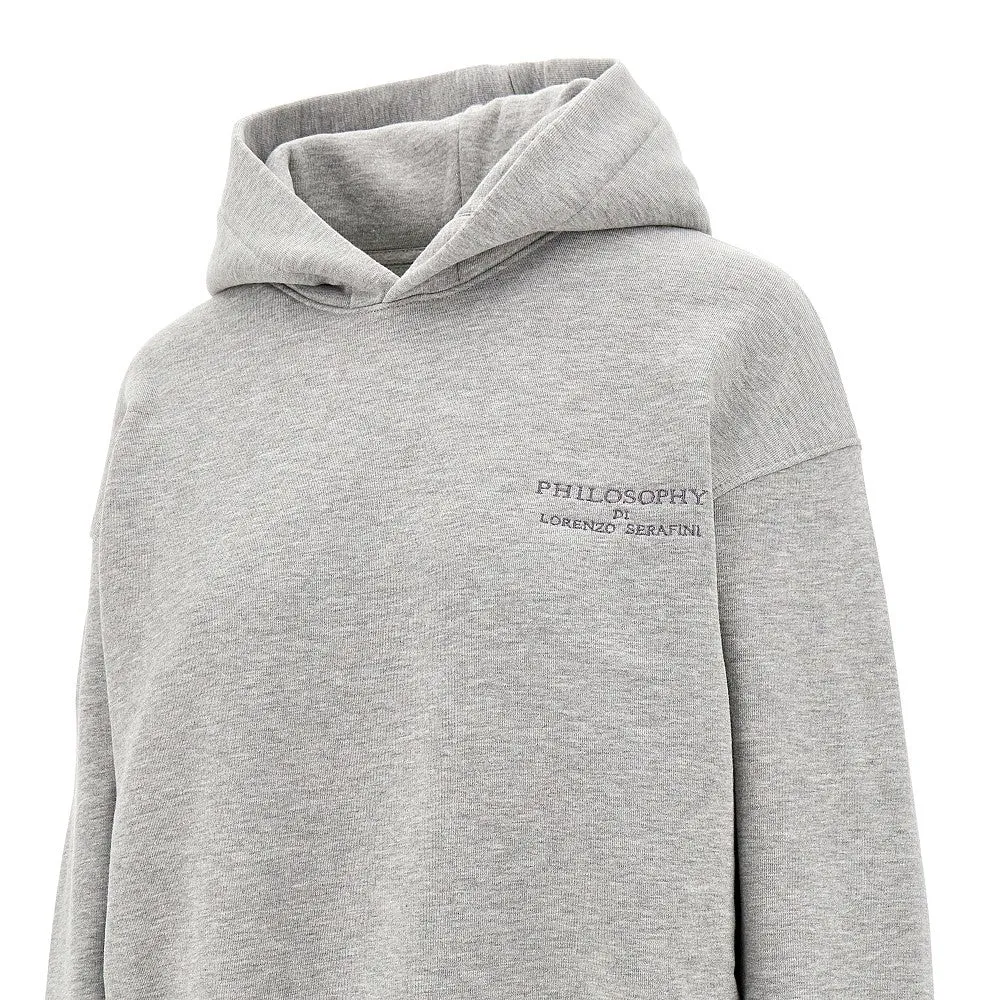 Felpa mélange con logo ricamato