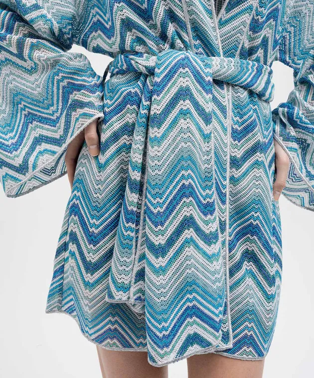 Missoni Cardigan blu con lurex a fantasia geometrica MS24SQ0EBR00XK