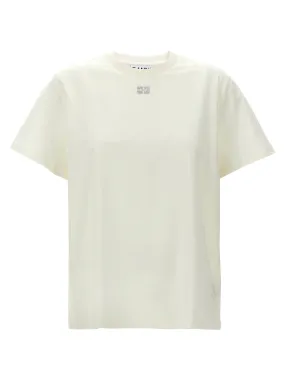 Rhinestone Logo T Shirt Bianco