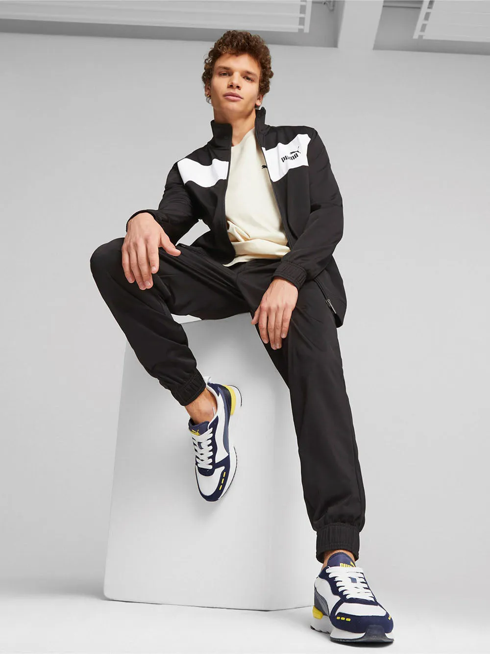 Tuta Puma da uomo in acetato nero bianco Art:677427-01