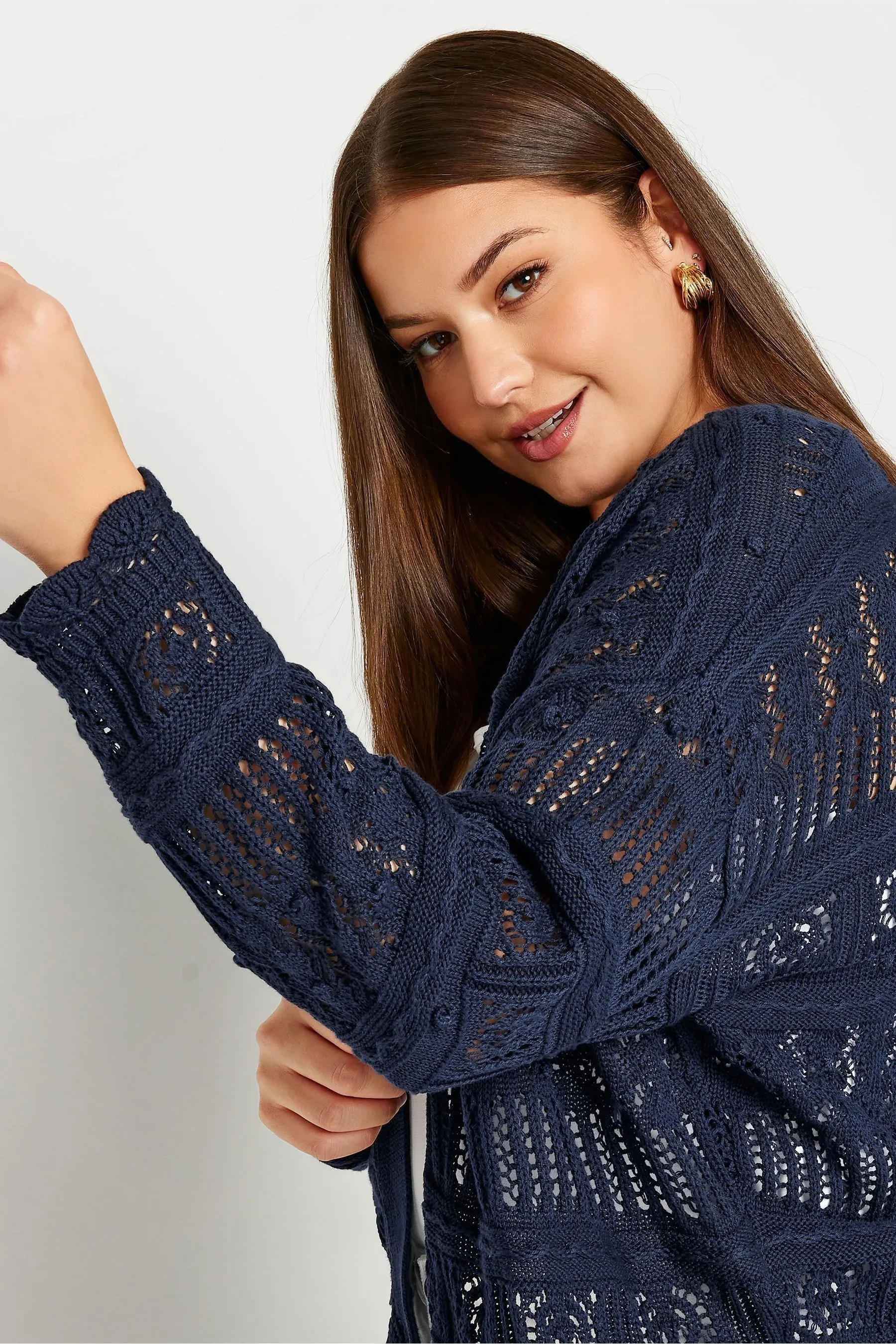 Your Curve - Cardigan Corto traforato in puro cotone