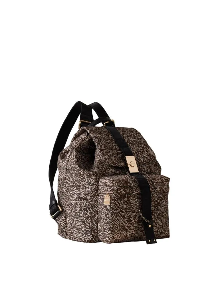 ZAINO BORBONESE CORTINA MEDIUM DI TESSUTO RECICLATO OP 933866I15 X11 OP NATURALE/NERO